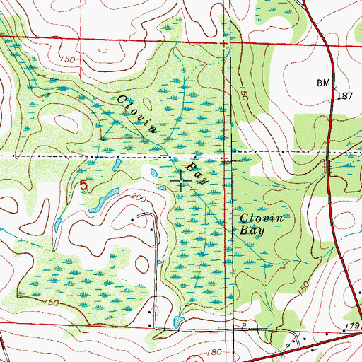Topographic Map of Clovin Bay, FL