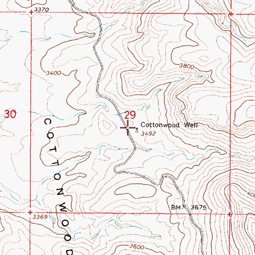 Topographic Map of Cottonwood Well, AZ