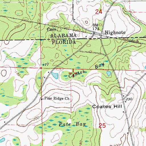 Topographic Map of Coates Bay, FL