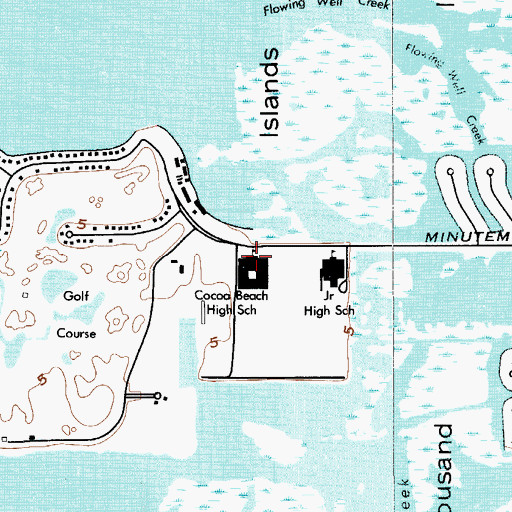 Topographic Map of Cocoa Beach Junior - Senior High School, FL