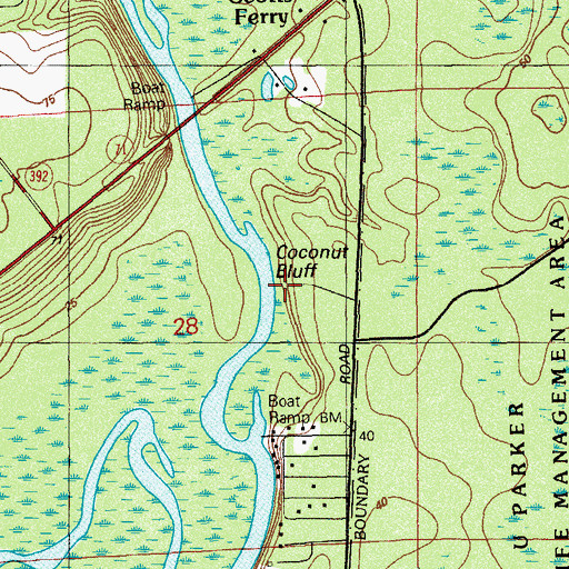 Topographic Map of Coconut Bluff, FL