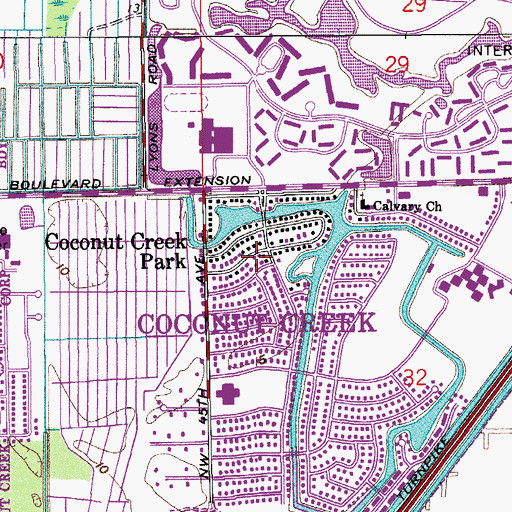 Topographic Map of Coconut Creek Park, FL