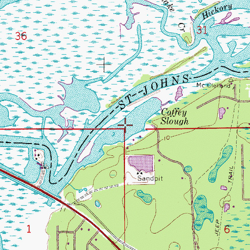 Topographic Map of Coffey Slough, FL