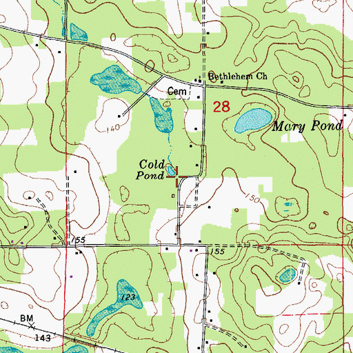 Topographic Map of Cold Pond, FL