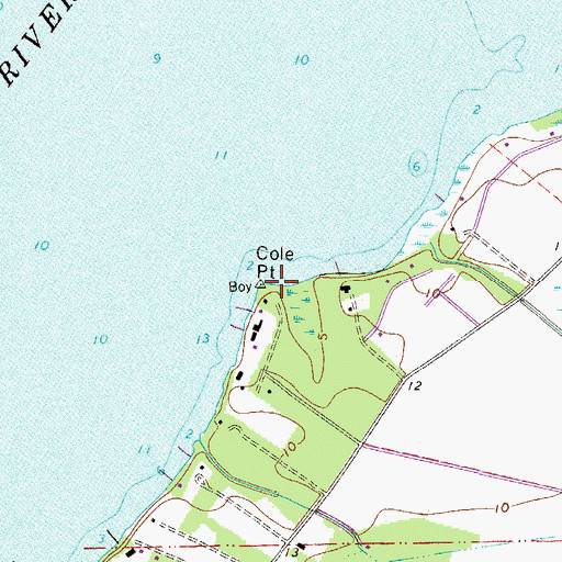 Topographic Map of Cole Point, FL