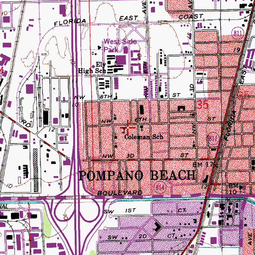 Topographic Map of Coleman School, FL