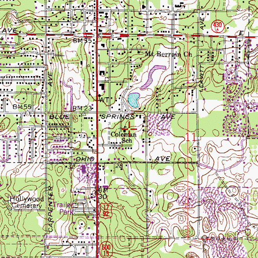 Topographic Map of Coleman School, FL