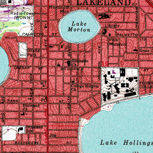 Topographic Map of College Heights Church, FL
