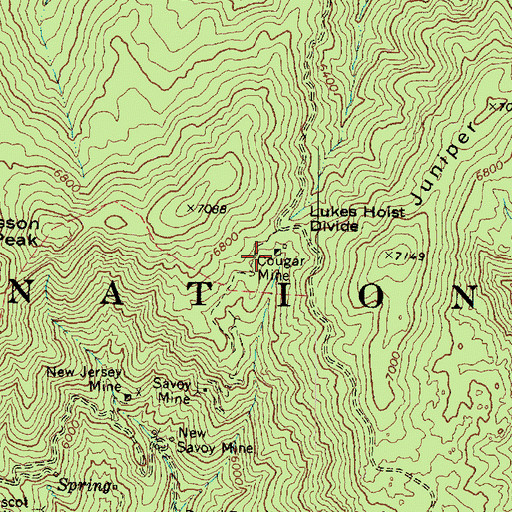 Topographic Map of Cougar Mine, AZ