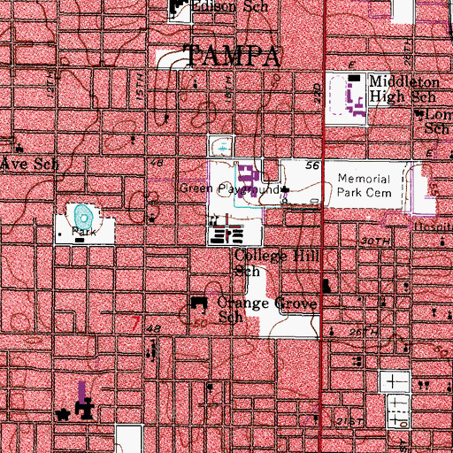 Topographic Map of College Hill School, FL