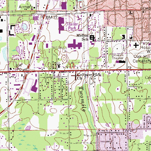 Topographic Map of College Park Baptist Church, FL