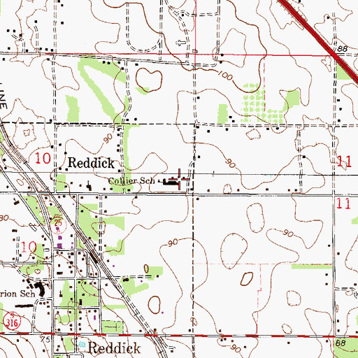 Topographic Map of Collier School, FL