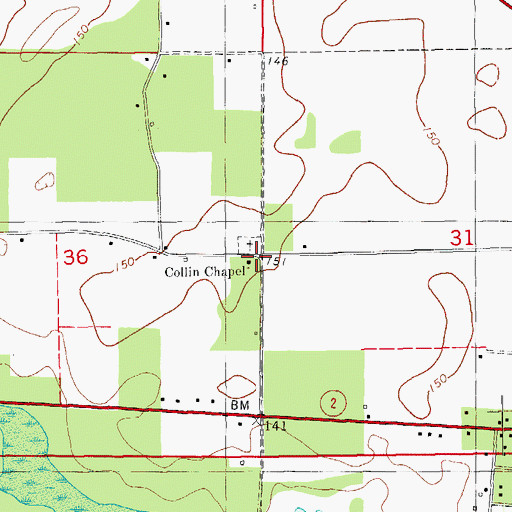Topographic Map of Collin Chapel, FL