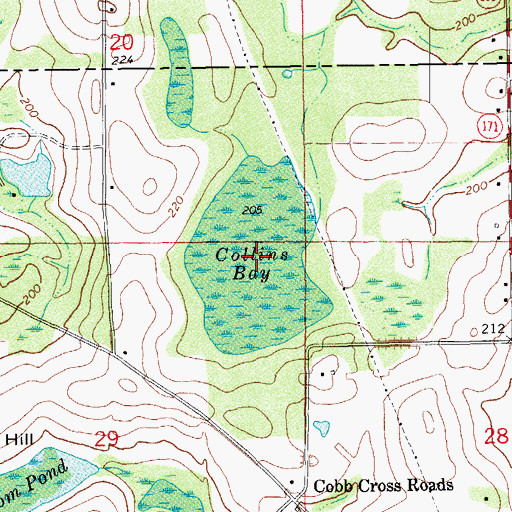 Topographic Map of Collins Bay, FL