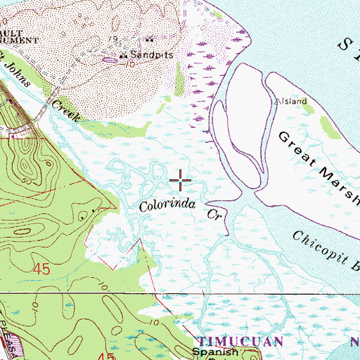 Topographic Map of Colorinda Creek, FL