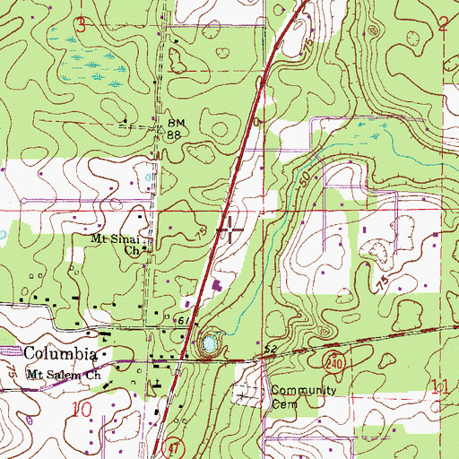 Topographic Map of Columbia, FL