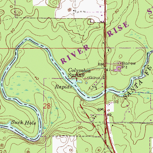Topographic Map of Columbia Spring, FL