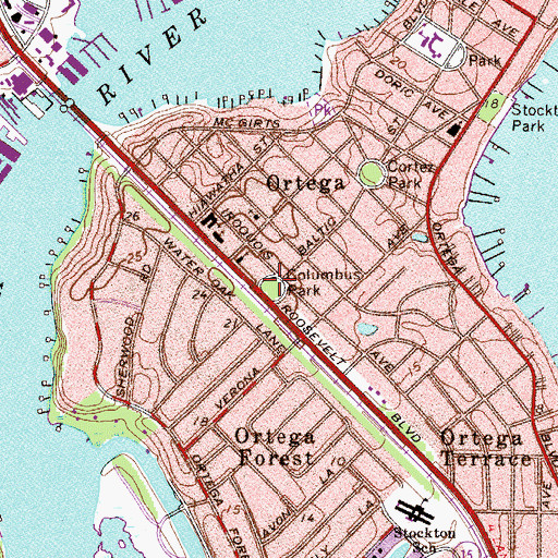 Topographic Map of Columbus Park, FL
