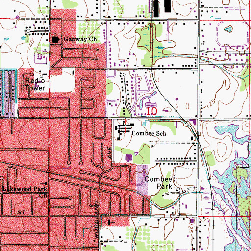 Topographic Map of Combee Elementary School, FL