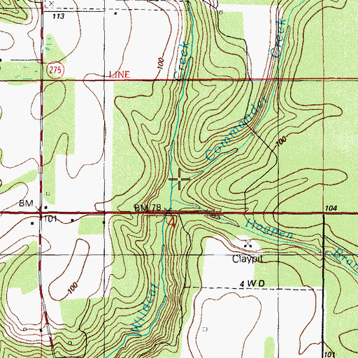 Topographic Map of Commander Creek, FL