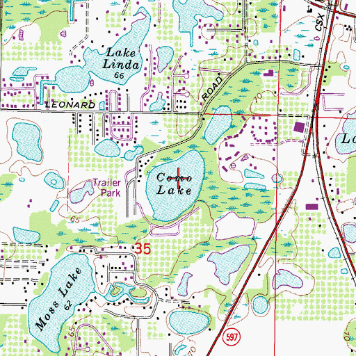 Topographic Map of Como Lake, FL