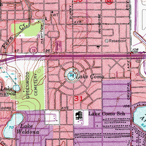 Topographic Map of Lake Como, FL
