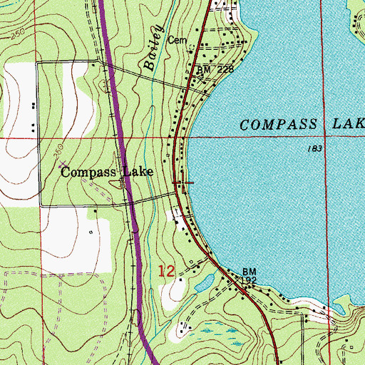 Topographic Map of Compass Lake, FL