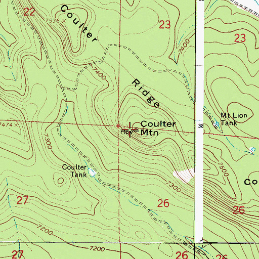 Topographic Map of Coulter Mountain, AZ