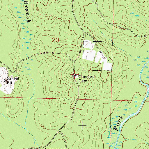 Topographic Map of Concord Cemetery, FL