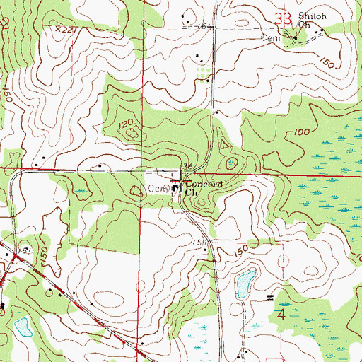 Topographic Map of Concord Church, FL