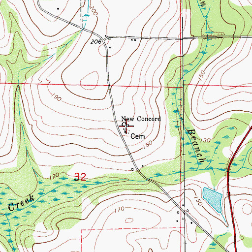 Topographic Map of Concord Church, FL