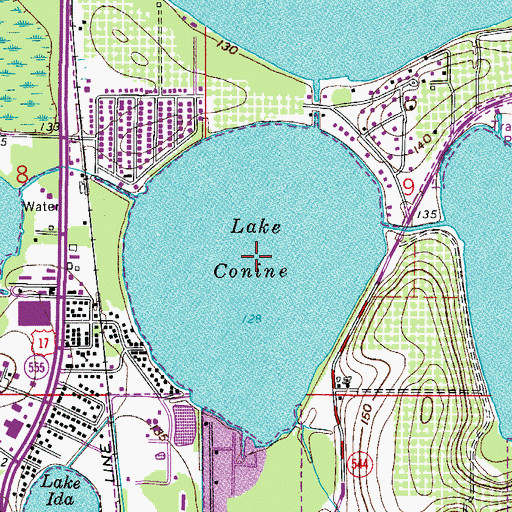 Topographic Map of Lake Conine, FL