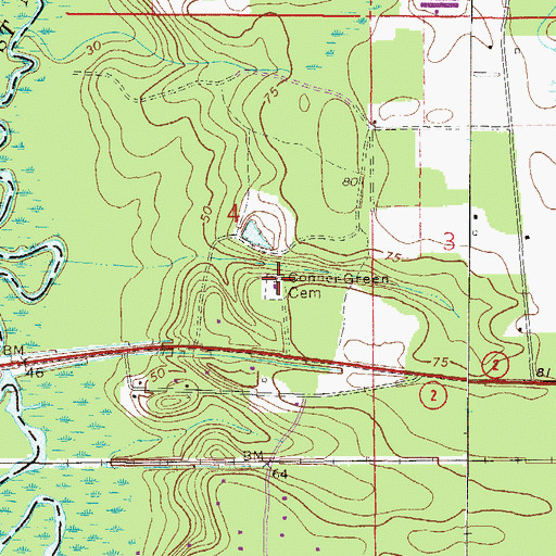 Topographic Map of Conner-Green Cemetery, FL
