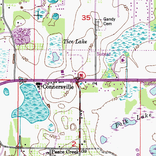 Topographic Map of Connersville, FL