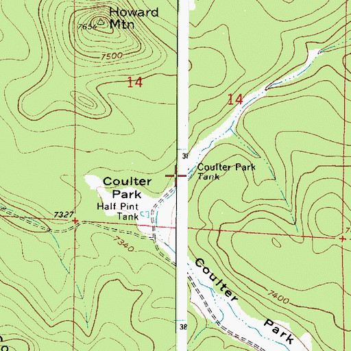 Topographic Map of Coulter Park Tank, AZ