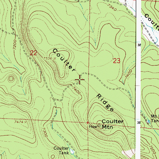 Topographic Map of Coulter Ridge, AZ