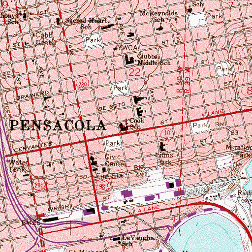 Topographic Map of N B Cook Elementary School of the Arts, FL