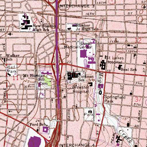 Topographic Map of Darnell - Cookman Middle - High School of the Medical Arts, FL