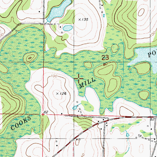 Topographic Map of Cooks Mill Pond, FL