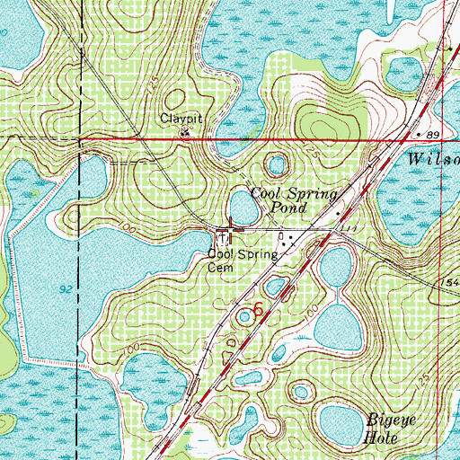 Topographic Map of Cool Spring Cemetery, FL
