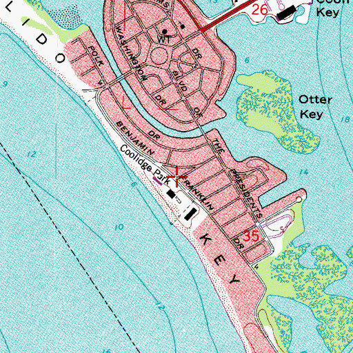 Topographic Map of Coolidge Park, FL