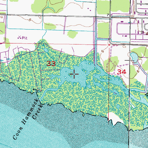 Topographic Map of Coon Hammock Creek, FL