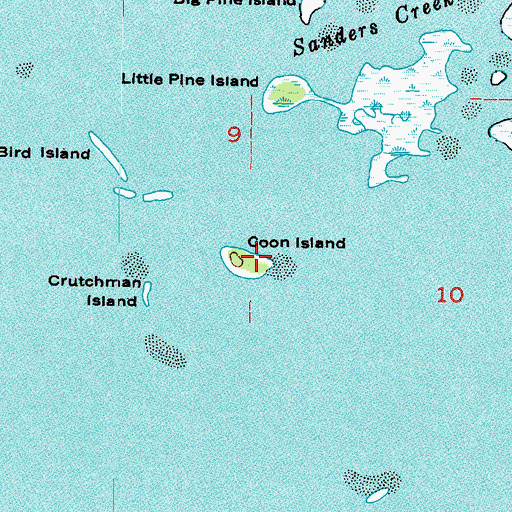 Topographic Map of Coon Island, FL