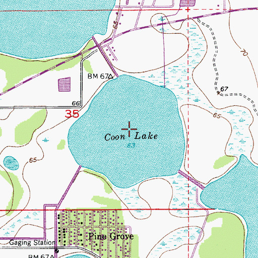 Topographic Map of Coon Lake, FL