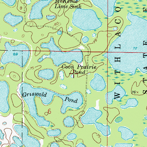 Topographic Map of Coon Prairie Pond, FL