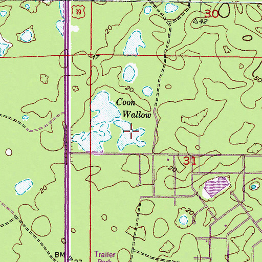 Topographic Map of Coon Wallow, FL