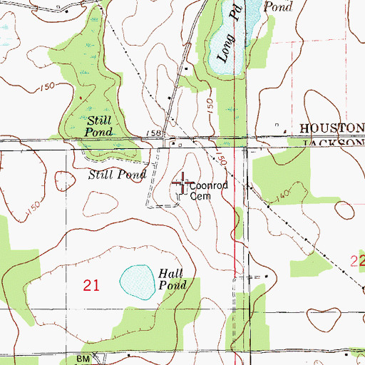 Topographic Map of Coonrod Cemetery, FL
