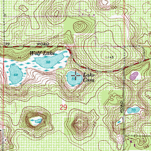 Topographic Map of Lake Cora, FL