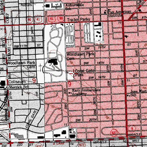 Topographic Map of Coral Gate Park, FL