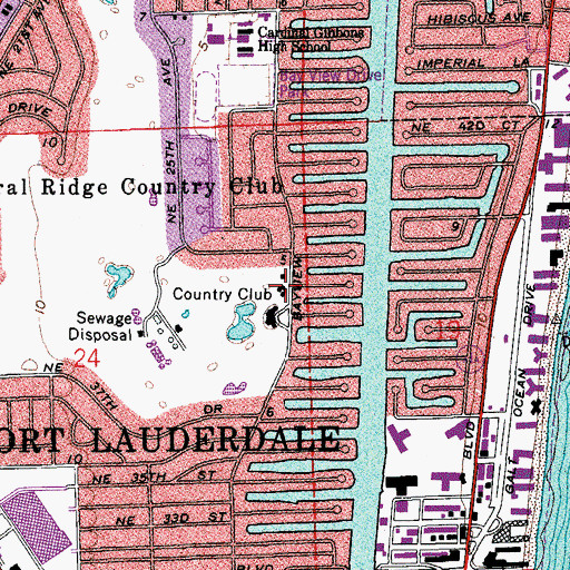 Topographic Map of Coral Ridge Country Club, FL